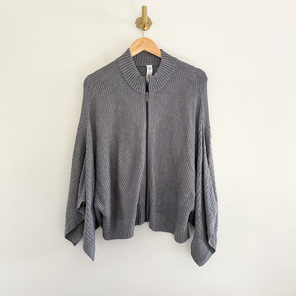 Lululemon Softer Still Cashmere Blend Wrap Sweater Heathered Asphalt Grey